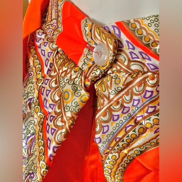 NWT! VTG 70s Maxi Skirt Attached Shorts Hot Pants Quilted Orange Psychedelic - Picture 5 of 14